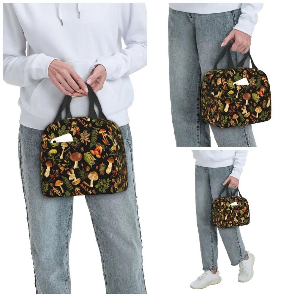 Thanksgiving Mushrooms Harvest Botanical Night Garden Insulated Lunch Bag for Women Office Cooler Thermal Food Box Tote Portable