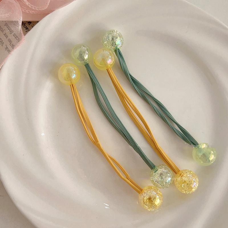 Flower pearl phone line hair band sweet bubble braided hair rope small fresh atmosphere low ponytail hair accessories women