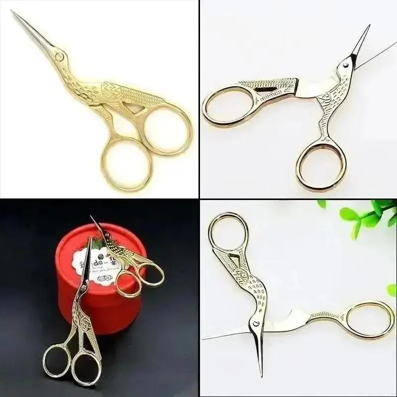 Stainless Steel Crane Shaped Small Scissors Vintage Crane Shaped Embroidery Sewing Handmade Scissors Eyebrow Trimming Scissors