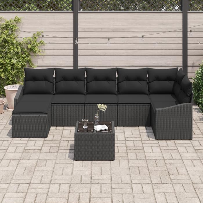 VidaXL Ensemble de canapé de jardin 8 pièces avec coussins beige en poly rattan 3346823
