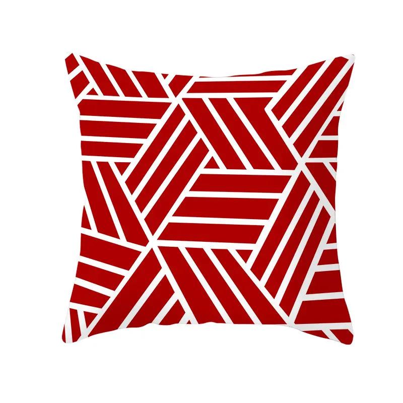 Red Geometric Cushion Cover 45X45 Pillowcase Decor Sofa Cushion Polyester Pillowcase Home Decor Pillowcase