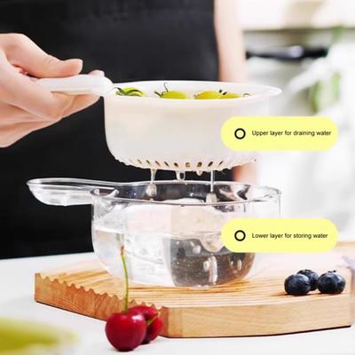 Abtropfkorb mit ergonomischem Griff, verdicktes Doppelschicht-Design, Küchensiebschüssel, Obst- und Gemüsewasch-, Abtropfkorb