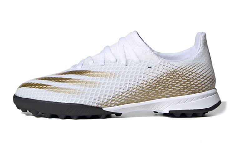 Adidas X GHOSTED .3 Tf Slip Resistant Low top Kids  Soccer Shoes White Brown Black Kids  EG8214 28.5