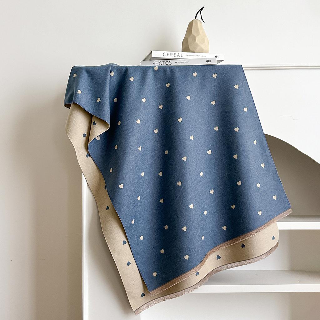 Autumn And Winter Heart-Shaped Texture Matching Double-Sided Women'S Imitation Cashmere Thermal Scarf Air Conditioner Scarf Shawl