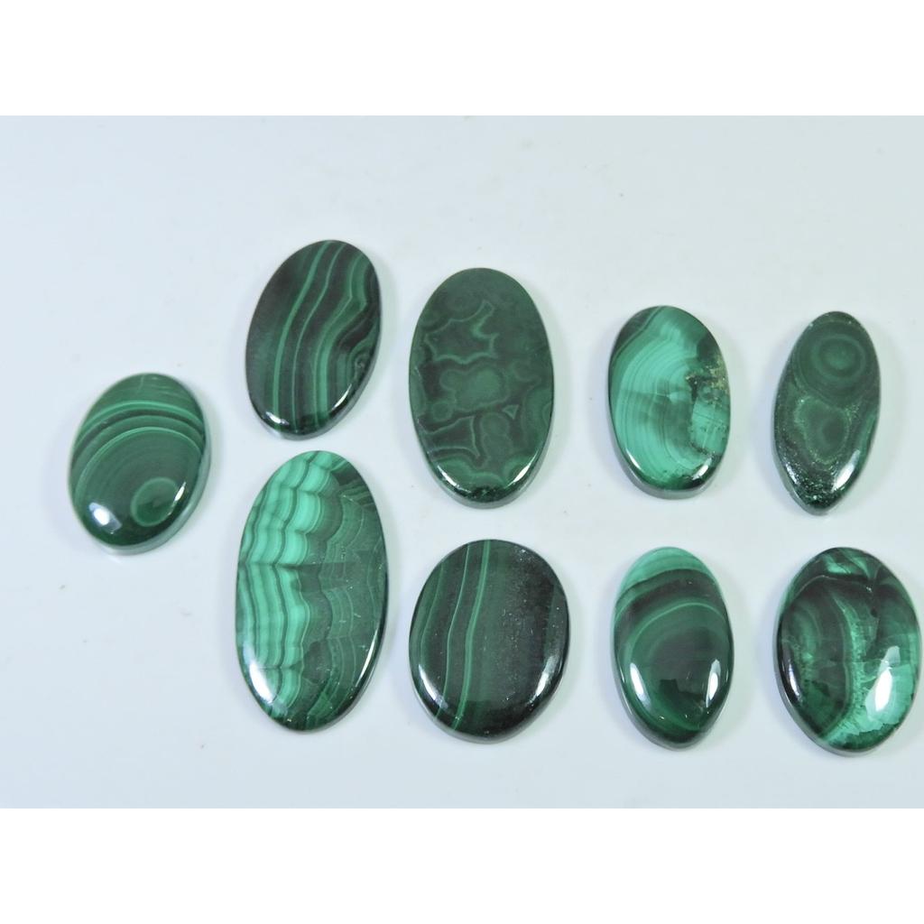 09Pcs Natural Green Malachite Oval Cabochon Loose Gemstone 235Cts. Lot C-457
