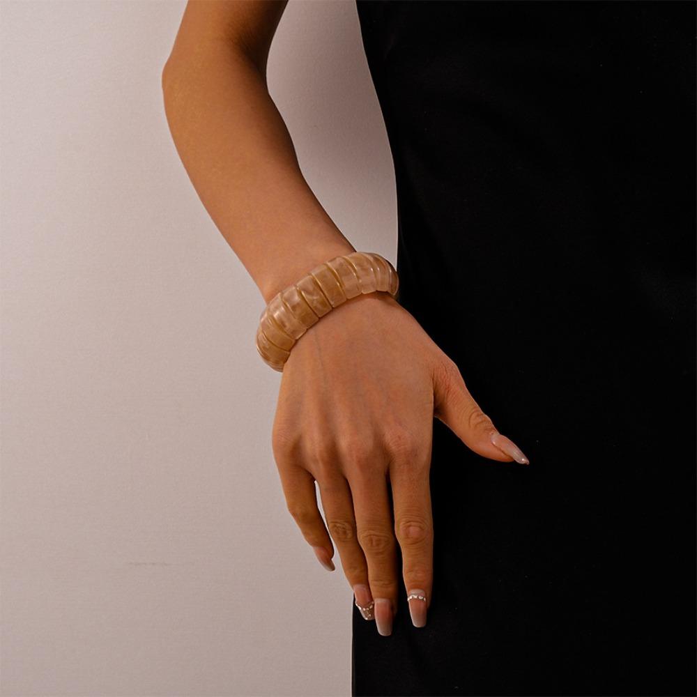 Wide Rectangle Irregular Wide Bracelet Bohemian Retro Hand Ring Unique Acrylic Bangle  Women