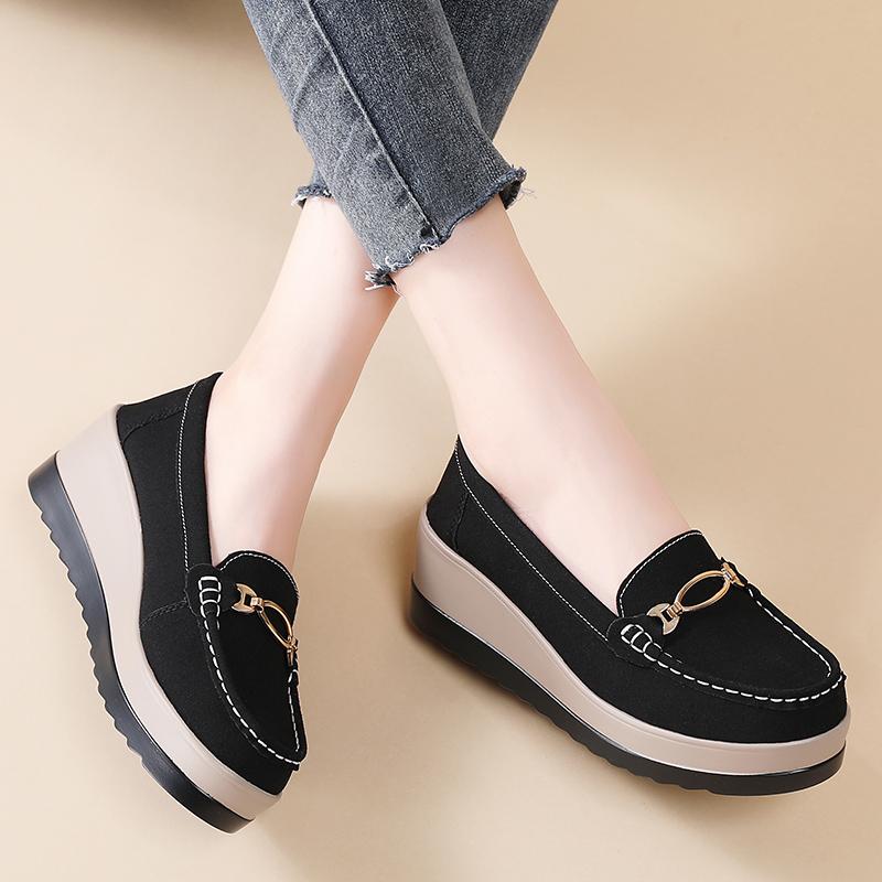 Fashion New large size women's shoes suede thick bottom set foot a slip-on sponge bottom mother shoes casual sports women's shoes