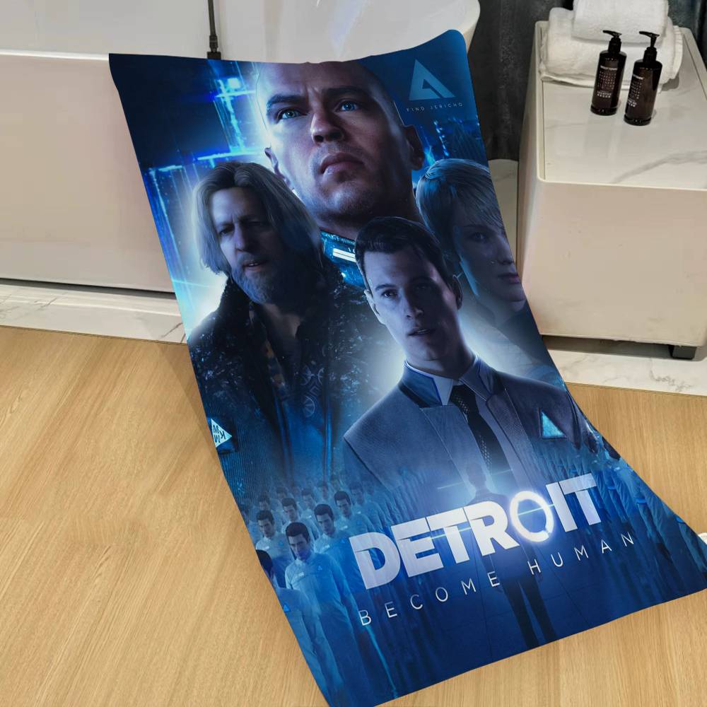 Game D-Detroit Become Human Microfiber Beach Towel Absorbent Quick Dry Soft Yoga Swimming Resort Mountain Climbing Towel