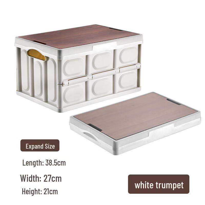 Foldable Camping & Car Trunk Storage Box with Wood Grain Lid
