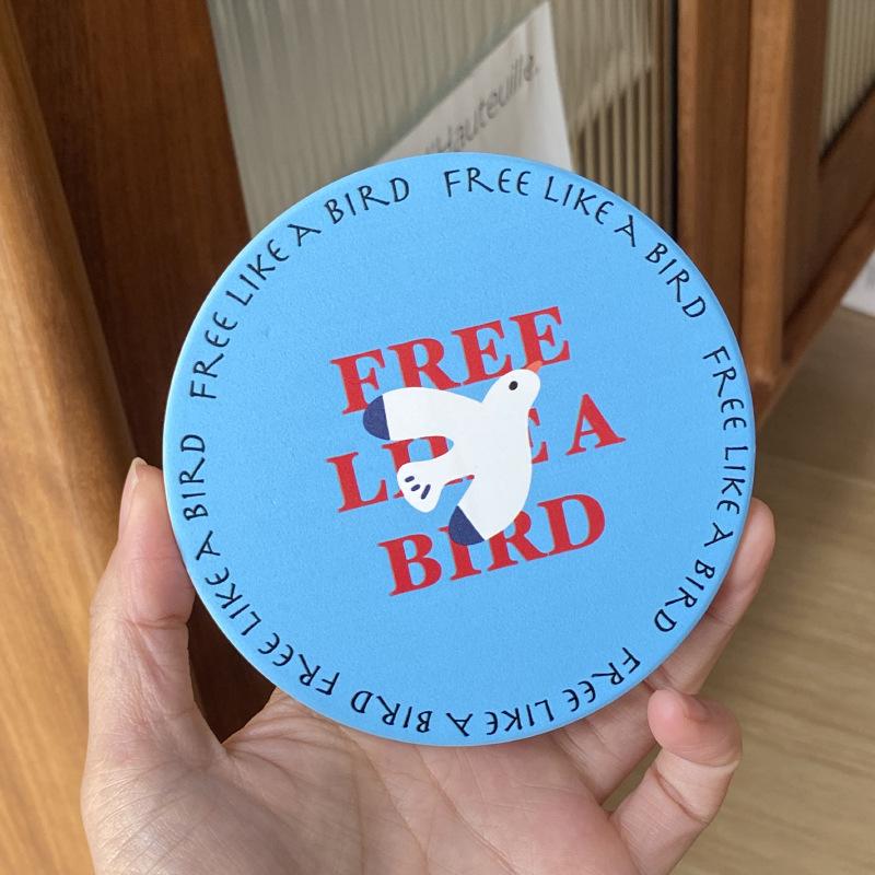 Premium Sense Niche Blue Bird Ceramic Coaster, Free Suction Coaster Like A Bird