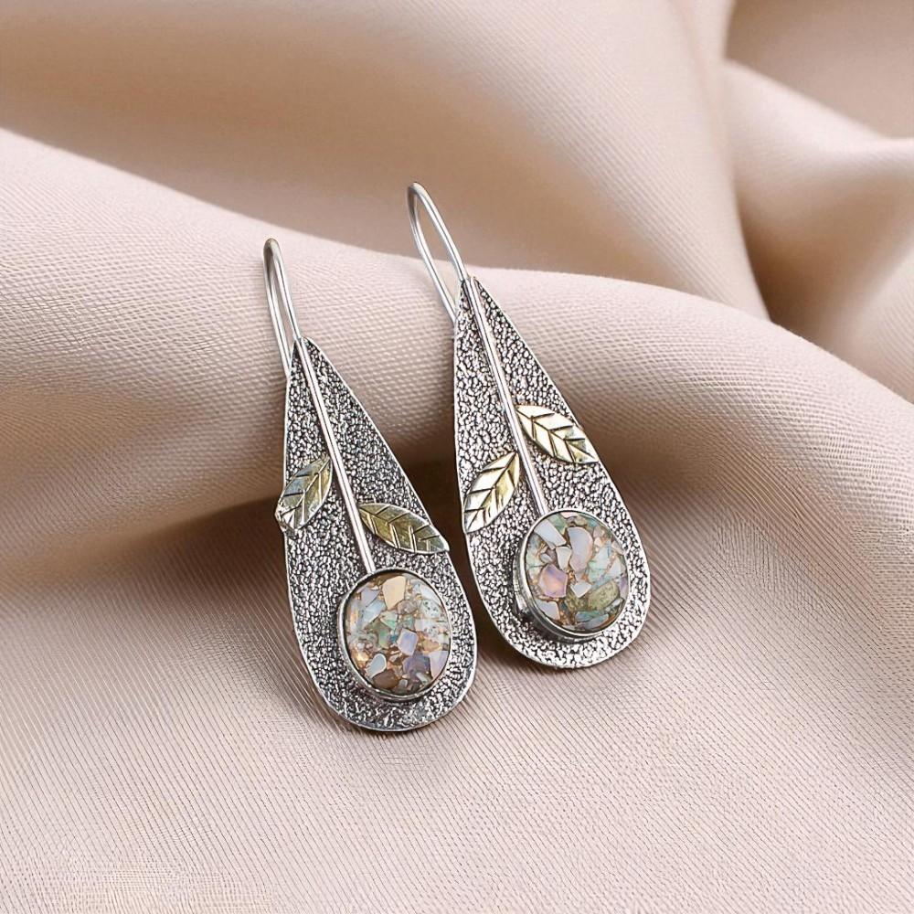 

Эфиопский опал Медная бирюза Драгоценный камень Ювелирные изделия из стерлингового серебра 925 пробы Серьги EE-72-39