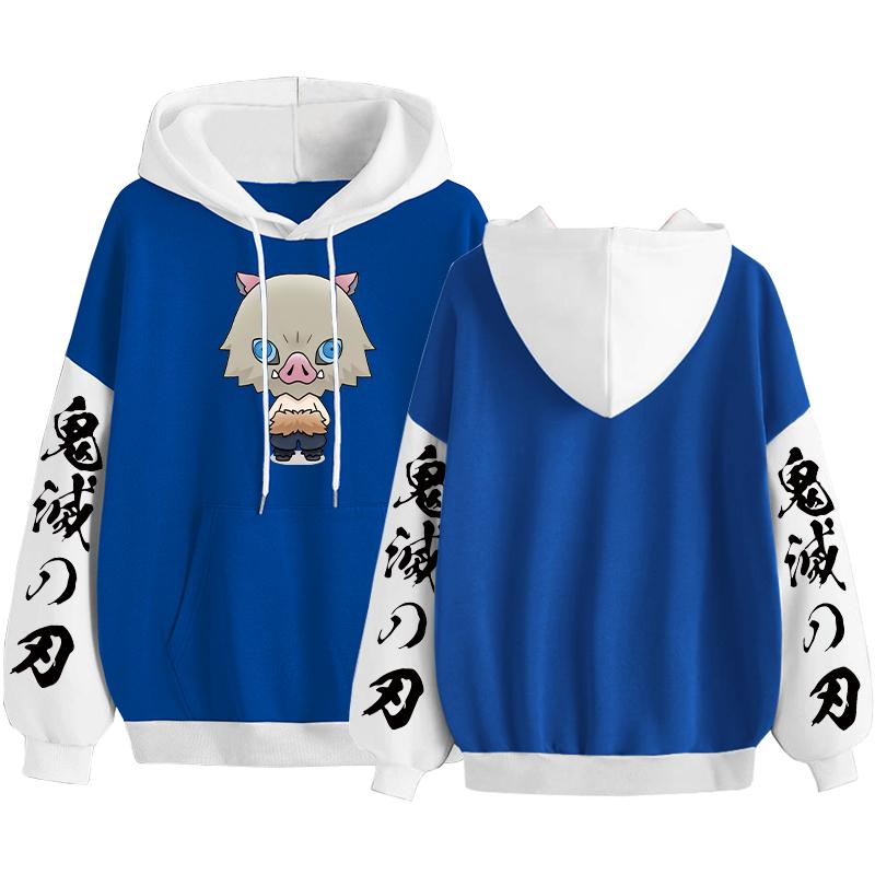 Anime Demon Slayer Hashibira Inosuke Hanorace unisex cu fermoar Kawaii Desene animate imprimate Topuri cu glugă Femei Bărbați Casual Jachetă caldă cu fermoar