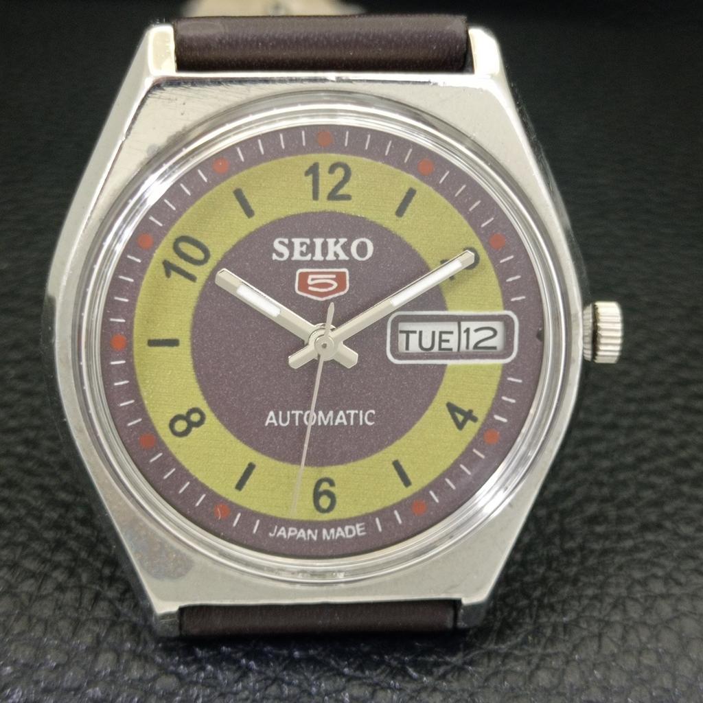 SEIKO 5 AUTOMATIC VINTAGE JAPAN 6309A MENS PURPLE COLOR DIAL WATCH a702727-1