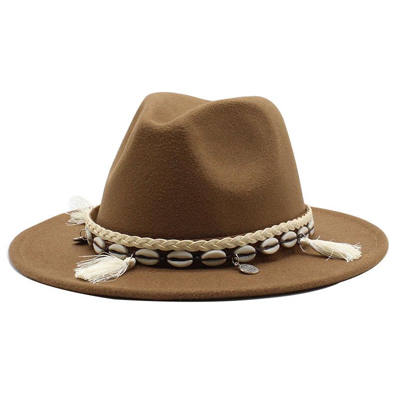 Woolen Top Hat, Minority Style Jazz Hat, Retro Flat-Brimmed Big Eaves Hat.