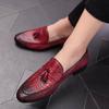 Red Crocodile Pattern Loafers Luxury Brand Tassel Thick Sole Pointed Toe Casual Shoes Slip-on Oxford Shoes Men's Shoes Moccasin