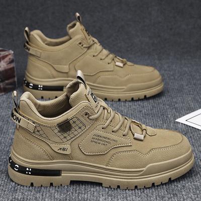 Sapatos masculinos da moda cano alto novos outono sapatos masculinos antiderrapantes para exterior versátil casual tendência resistentes ao desgaste trabalho seguro sapatos da moda