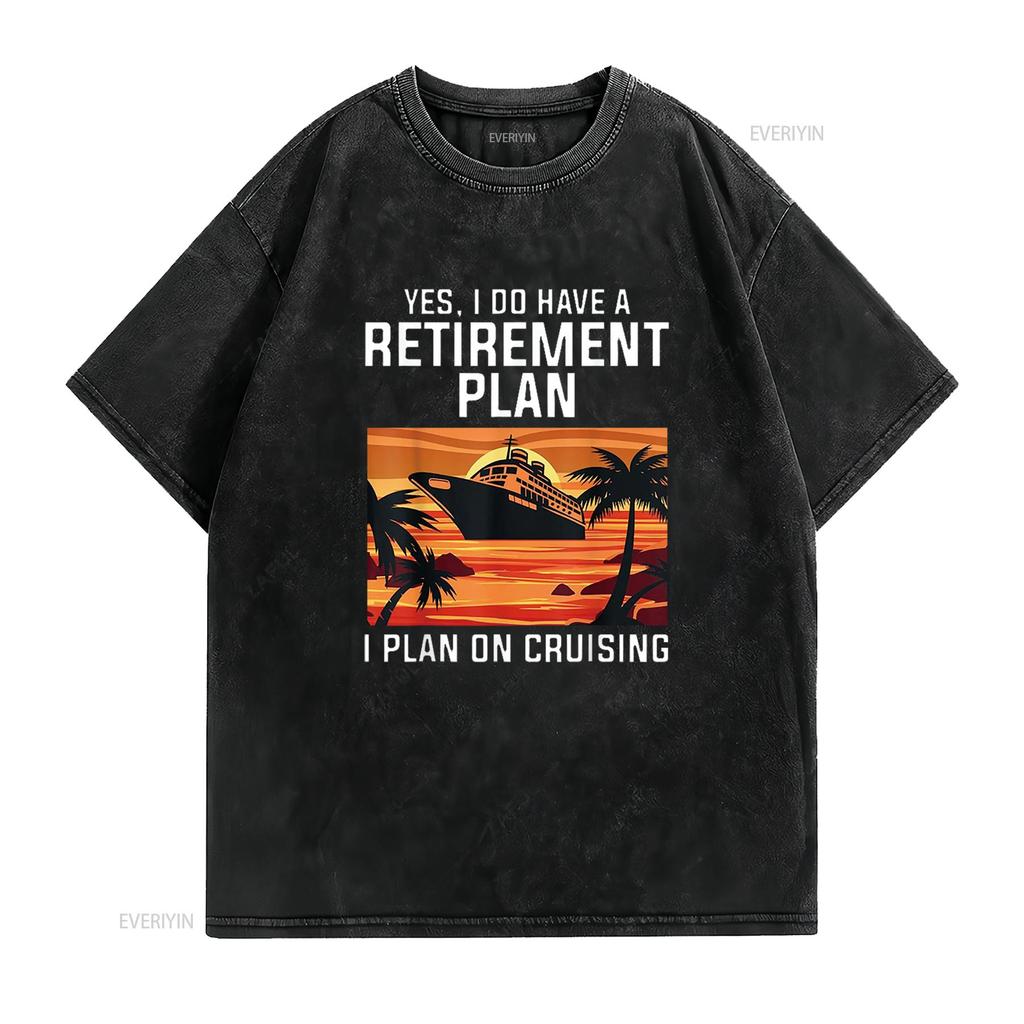 Funny Cruising For Retirement Cruise Ship Vacation T Shirt Black X Large Vintage Washed Comfortable Unisex
