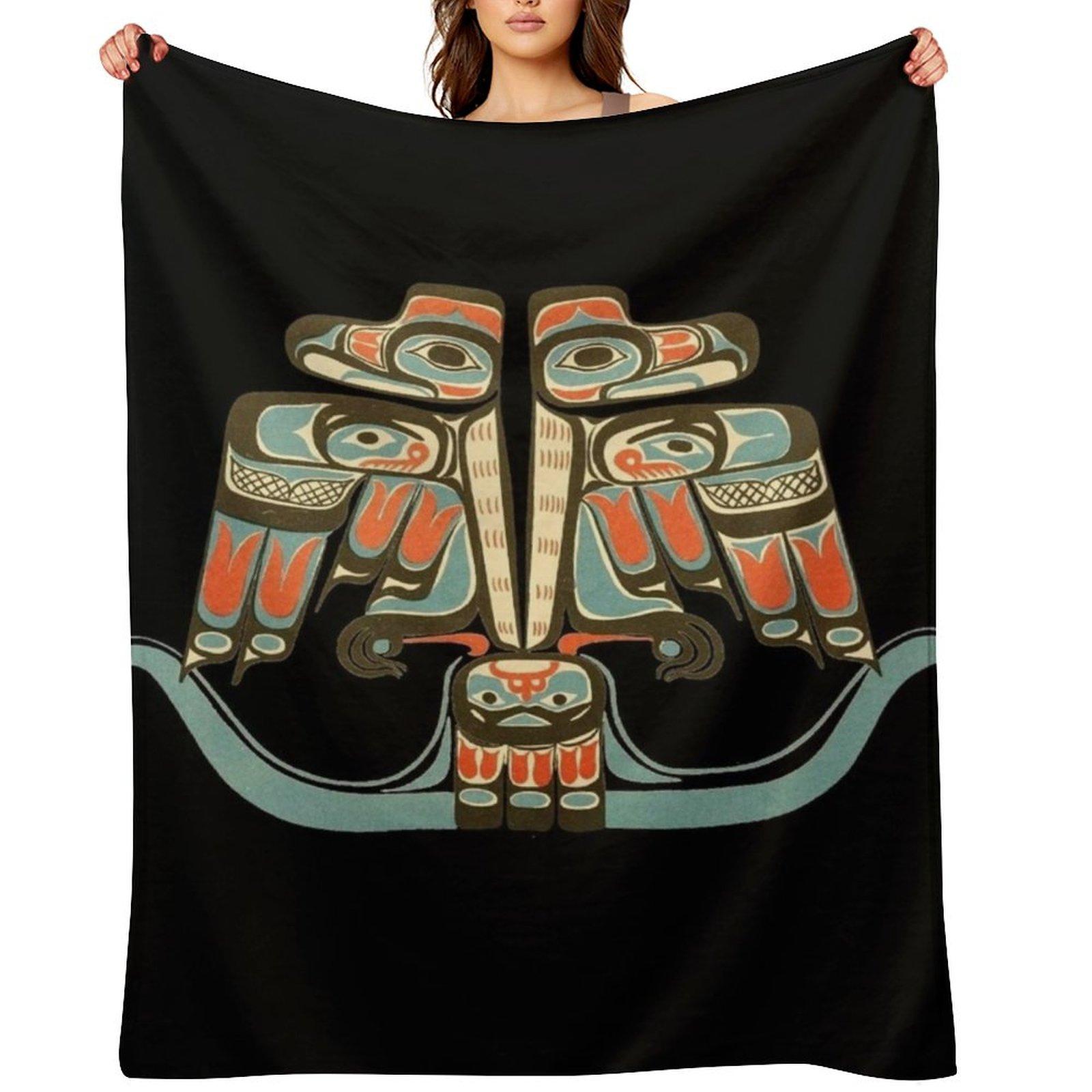 Northwest Native Art Haida - Tlingit Thunderbird Throw Blanket Luxury Throw Thins Decorative Throw Blankets 30x40in