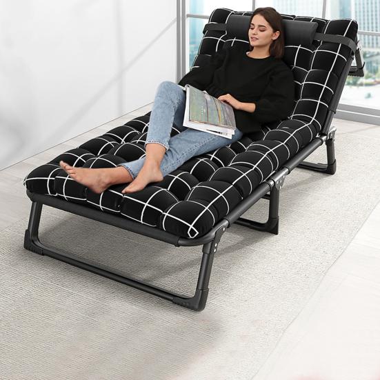 Kempingová skládací postel Nastavitelná 4-polohová pro dospělé Sklápěcí skládací lehátko s polštářem Venkovní lehátko Spací postel