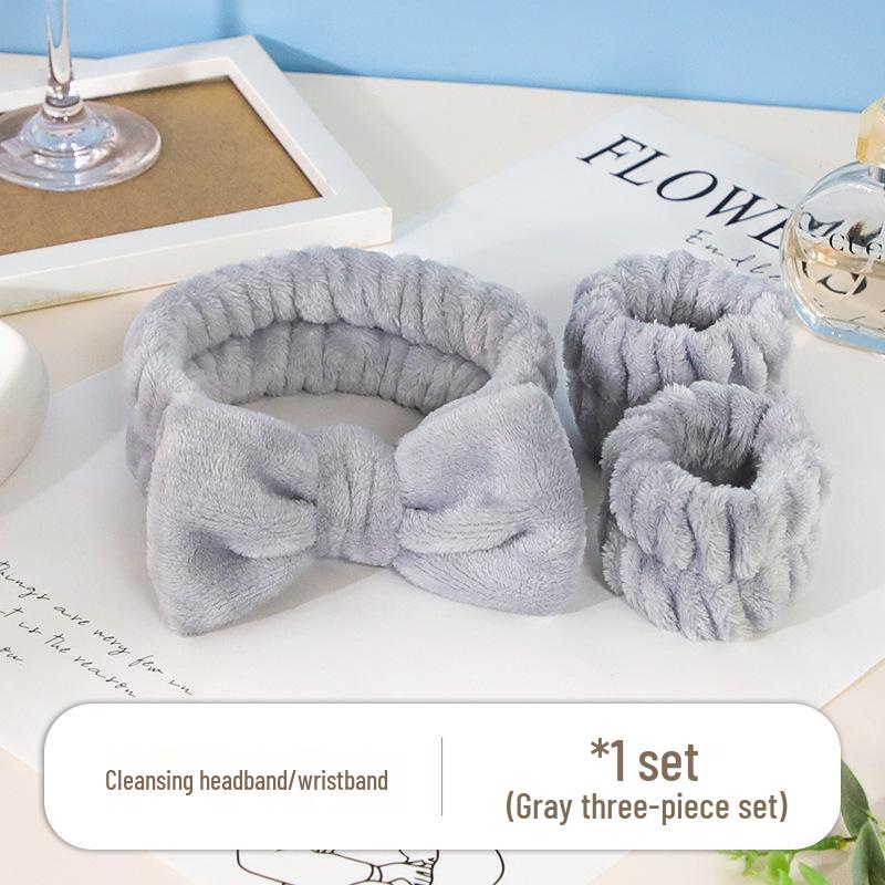 

Влагостойкий набор для ухода за лицом: Ободок, Водонепроницаемые напульсники, Резинка для волос.