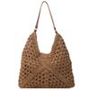 Summer Straw Bag Hollow Out Hobo Bag Large Vacation Bag Solid Color Holiday Travel Handbag Boho Shoulder Purse for Women