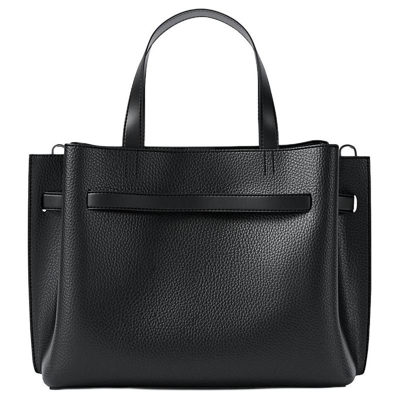 Michael Kors Emilia Markenlogo klassische genarbte Rindsspaltleder Schulterhandtasche klein Damen Schwarz