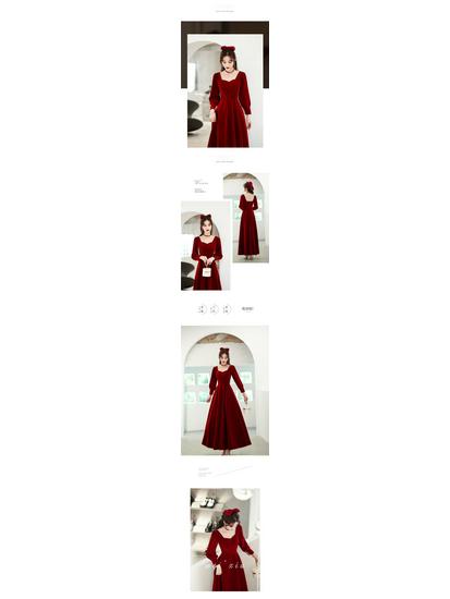 Bridal Toasting Dress 2025: New Winter Wedding-Engagement Long Sleeve Dress for Women