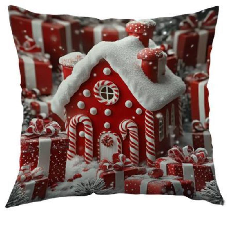 

Рождественская атмосфера Наволочка Дом Диван Снеговик Наволочка Праздничное украшение Спальня 45*45cm