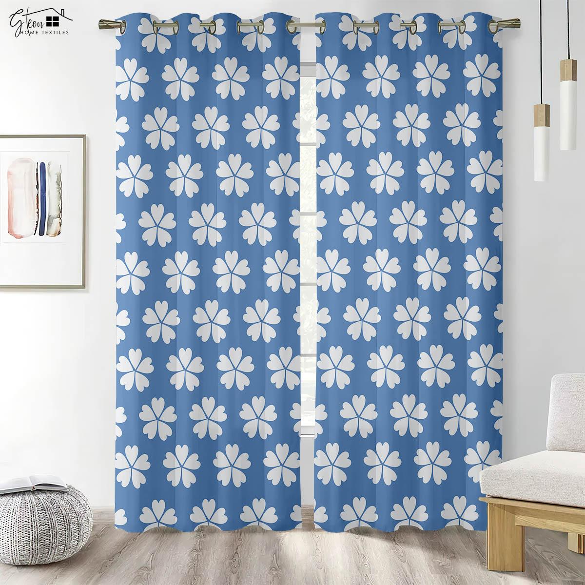 

Красивые цветочные 3D-печатные шторы, пасторальные, свежие и натуральные, карманные, легко стирать и ухаживать, шторы для гостиной, спальни W50xH130(CM)x2PCS&Rod pocket