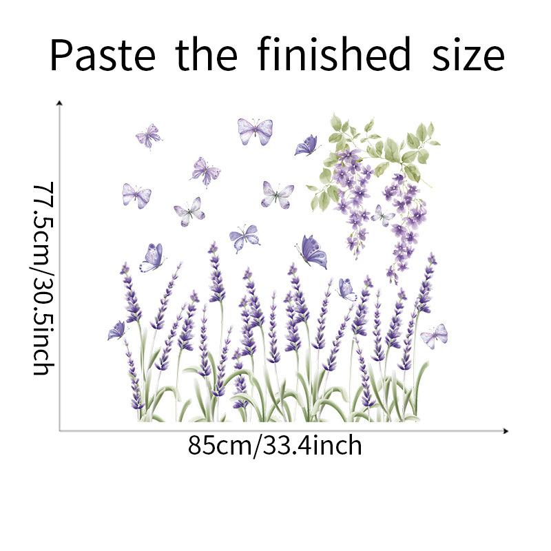 Lavender Flower Wall Stickers, Purple Removable Decals for Bedroom Living Room Home Wall Decor