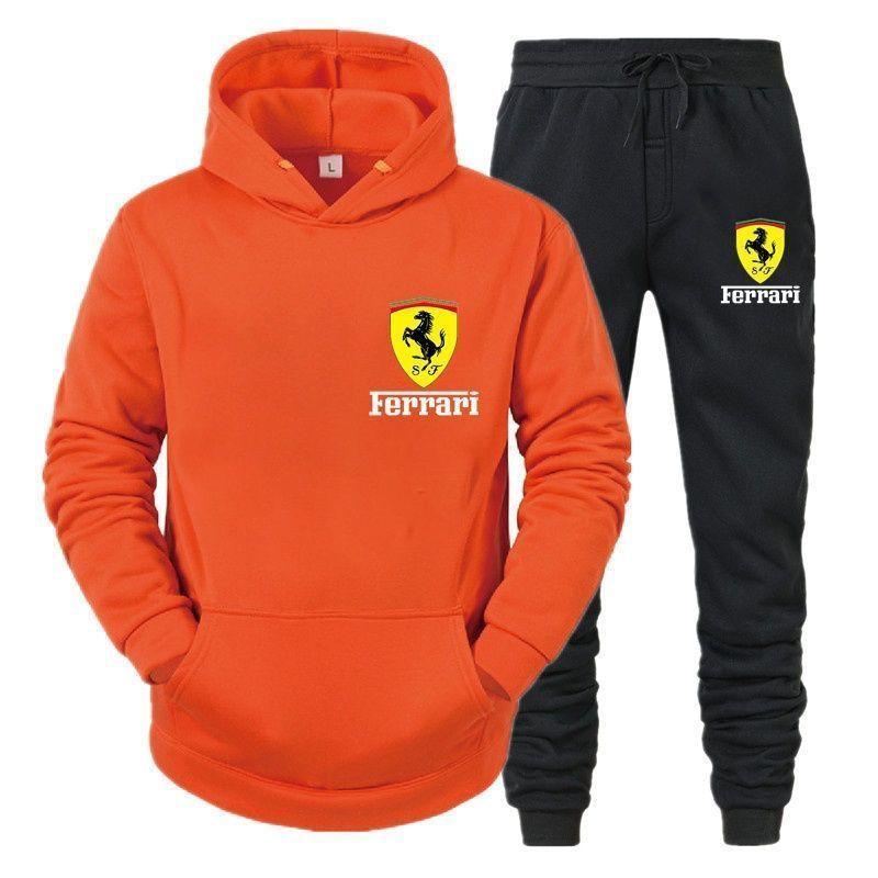 Ferrari Suit Spring and Autumn Men's and Women's Hooded Sweatshirts Personalized Trendy Casual Pullover Tops