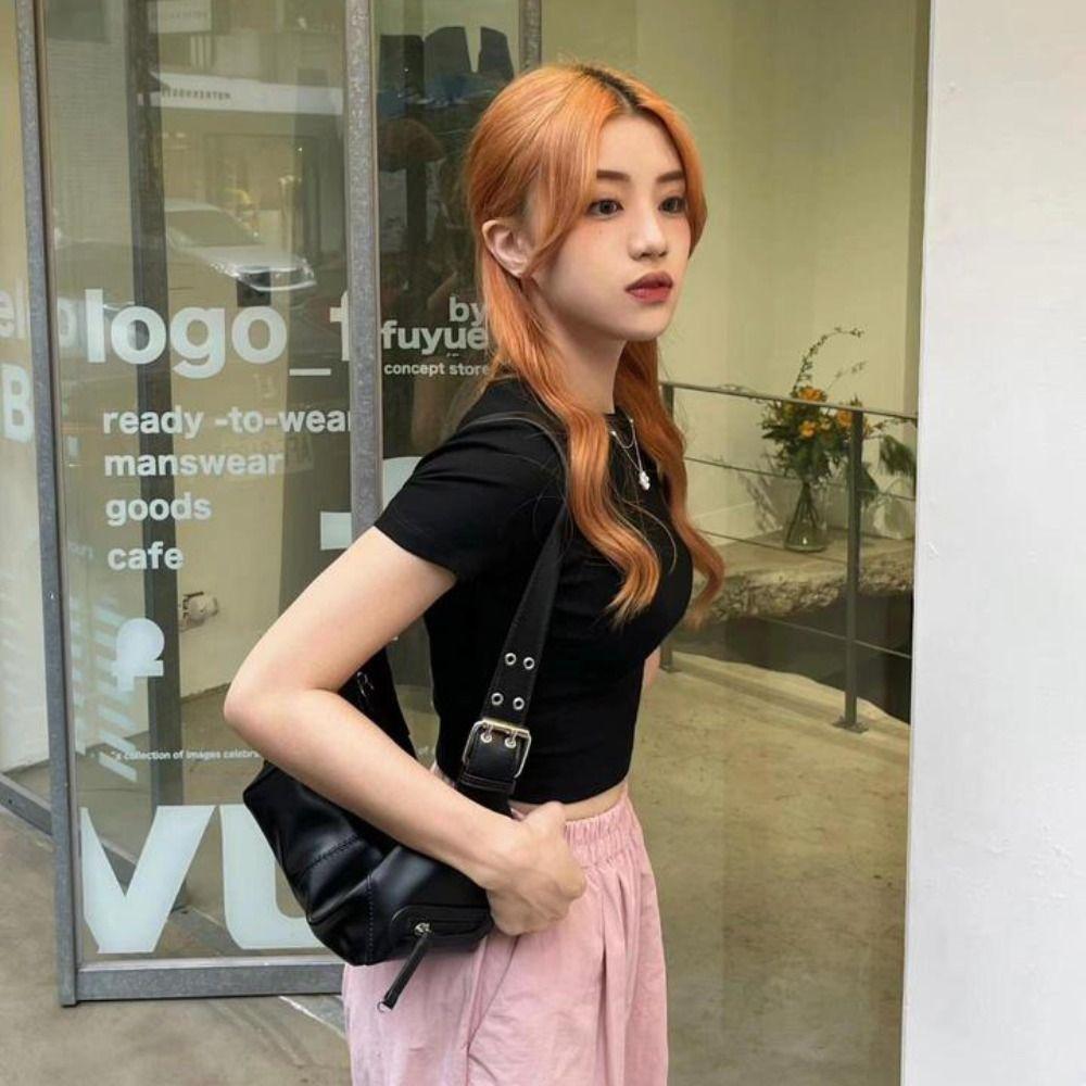 Harajuku Y2K Underarm Bag Gothic Punk Crossbody Bag Punk PU Shoulder Bag  Women