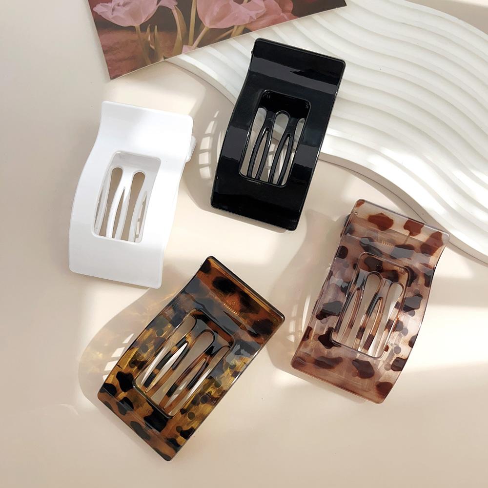 Large French Flat Hair Clips for Women Girls Matte Leopard Rectangle Duckbill Claw Grip Thick Thin Hair Styling Accessories New