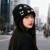 New Autumn and Winter Hat Women's Multi Button Thick Thread Knitted Woolen Hat Warm Ear Protection Bag Head Hat Pullover Cold Hat