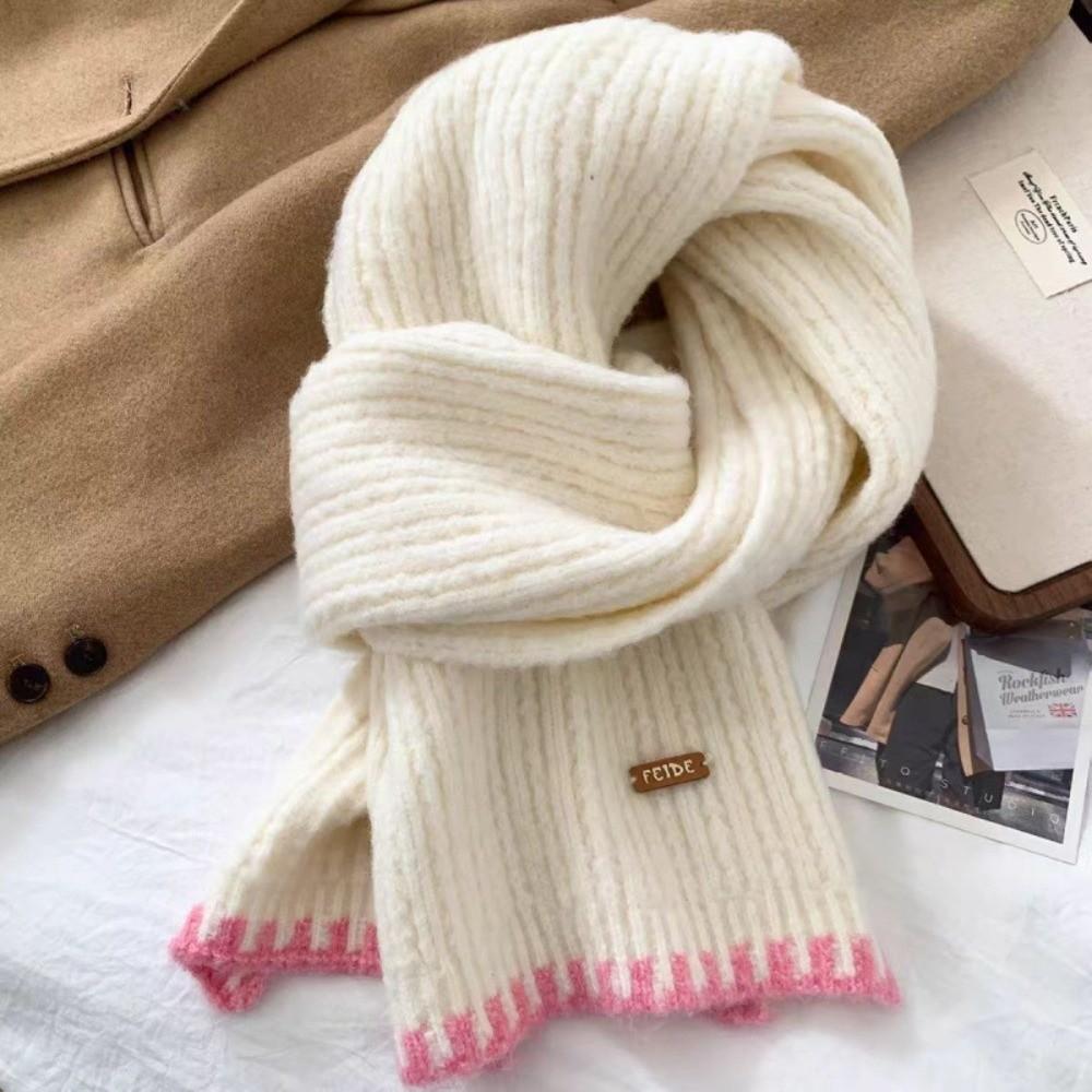 Thermal Women Knit Yarn Scarf Knitted Fall Winter Scarf Versatile Cold Proof Neck Wrap Women