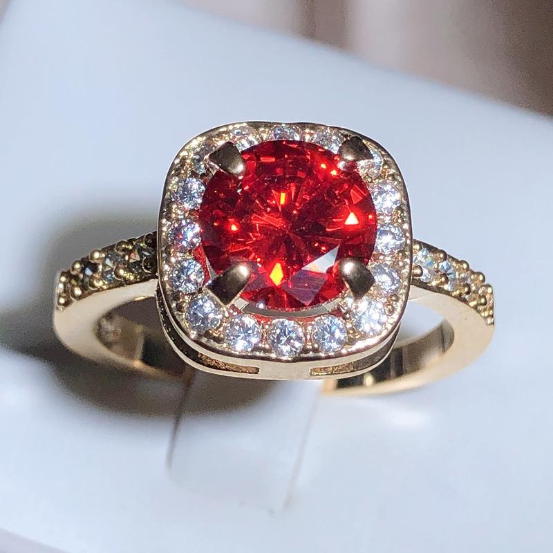 

Vintage Red Square Cubic Zirconia Women Ring CZ Stone Noble Mother/Grandmother Gift Retro Party Finger Ring Bright Jewelry 5 красный