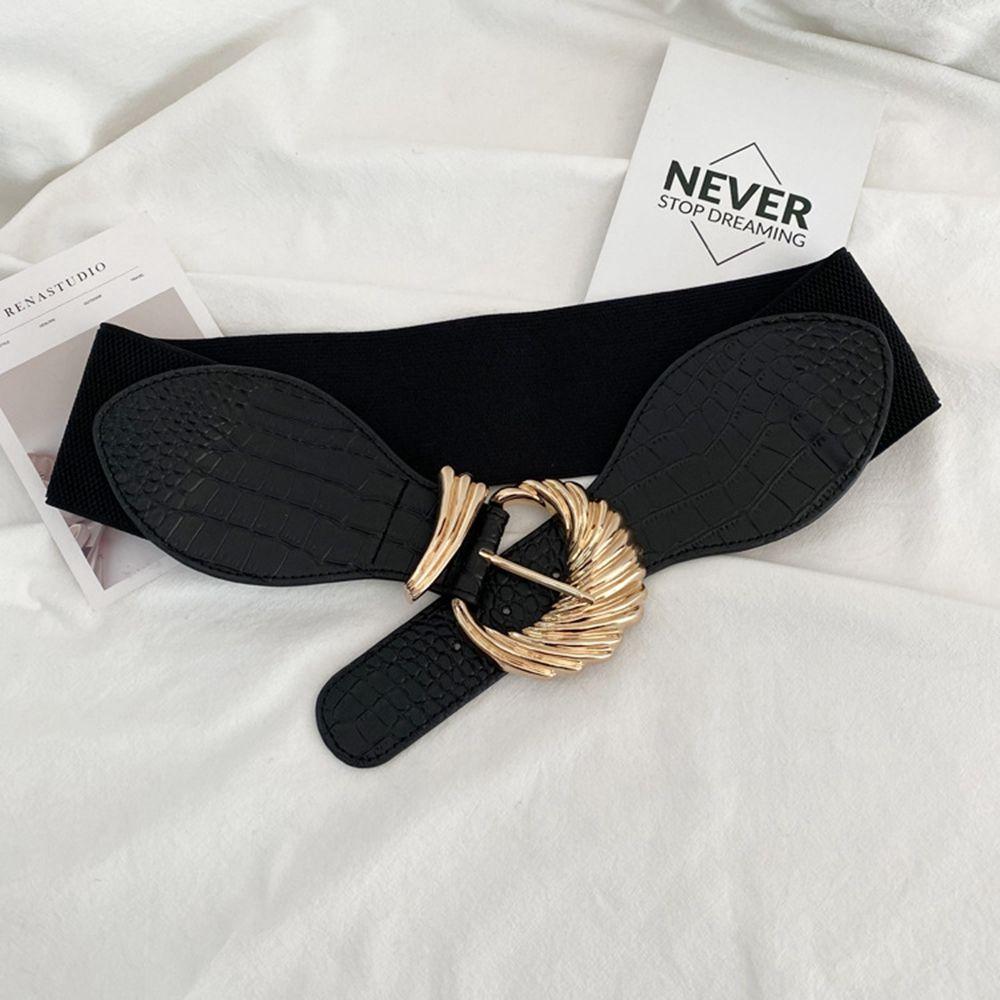 

Женская юбка с круглой пряжкой, украшения, широкий пояс, пояс из искусственной кожи, эластичный поясной ремень