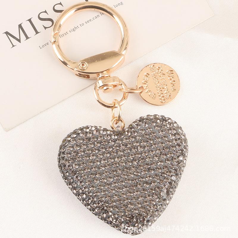 Rhinestone Keychain Heart Key Chains Peach Heart Car Keychain Women Handbag Bag Pendant Metal Crystal Keyring Accessories Gift