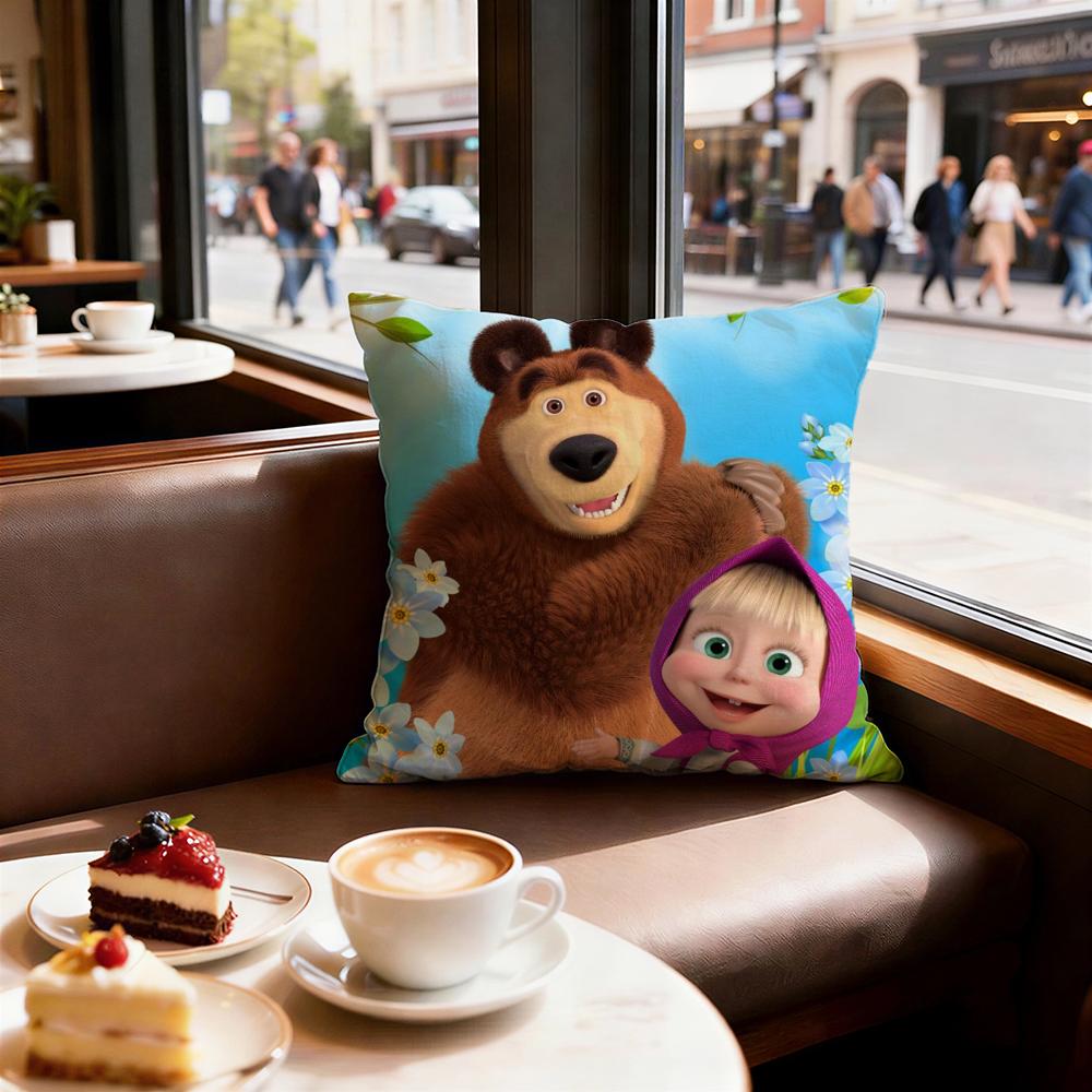 Cartoon Masha And Bear Cushion Cover Decorative Cushions Covers Cover Sofa x Pillow  Piece x x Pillowcase