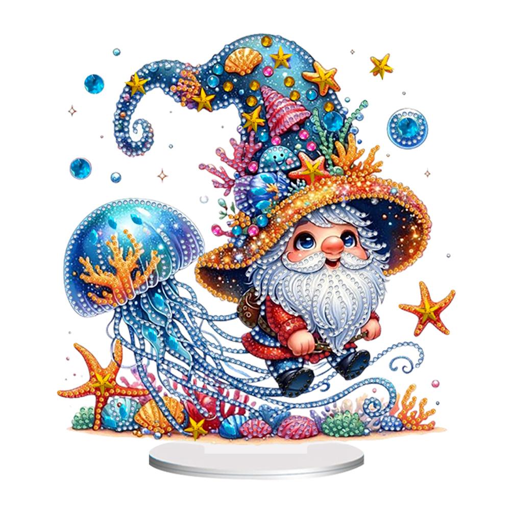 2D Flat Gnome DIY Table Top Diamond Painting Ornament Kits Diamond Painting Desktop Ornaments Kit for Home Office Desktop Decor
