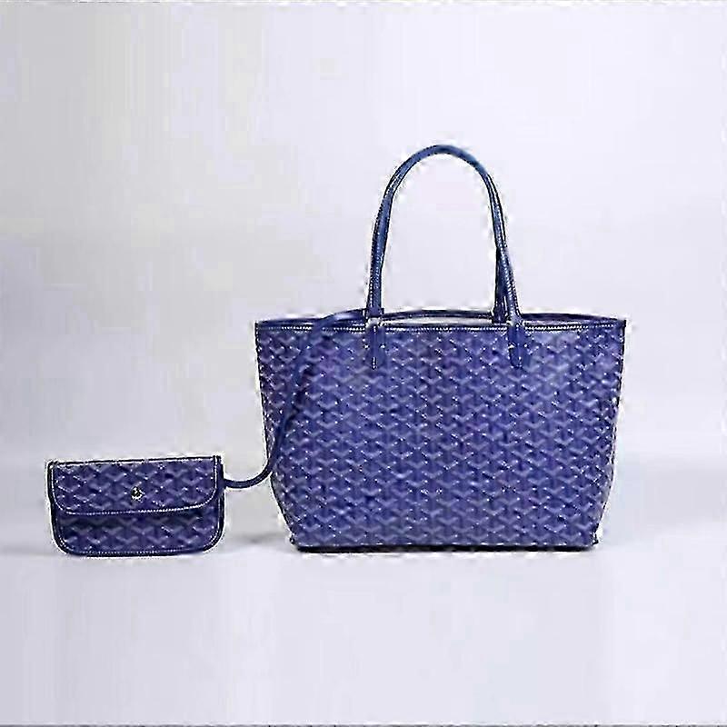 Klassische Damen-Tote-Bag mit Schachbrettmuster, große, mittlere, kleine Kapazität, Umhängetasche für den täglichen Gebrauch und Reisen M blau