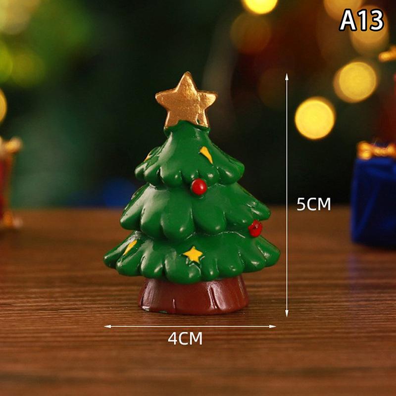 Christmas Series Craft Resin Animal Party Creative Mini Christma Tree Old Girl Kids Cute Gift Home Decoration Supplies Decor