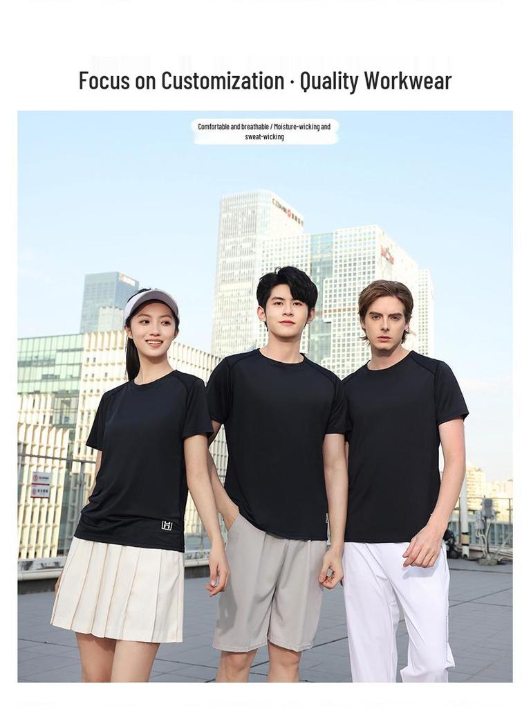Disante Sports Quick-Dry Ice Silk Round Neck Custom T-Shirt - Short Sleeve for Group Activities and Running