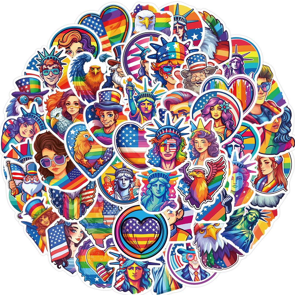 50 Cartoon Colorful Independence Day Graffiti Stickers Personalized Decorative Guitar Notebook Suitcase DIY Waterproof