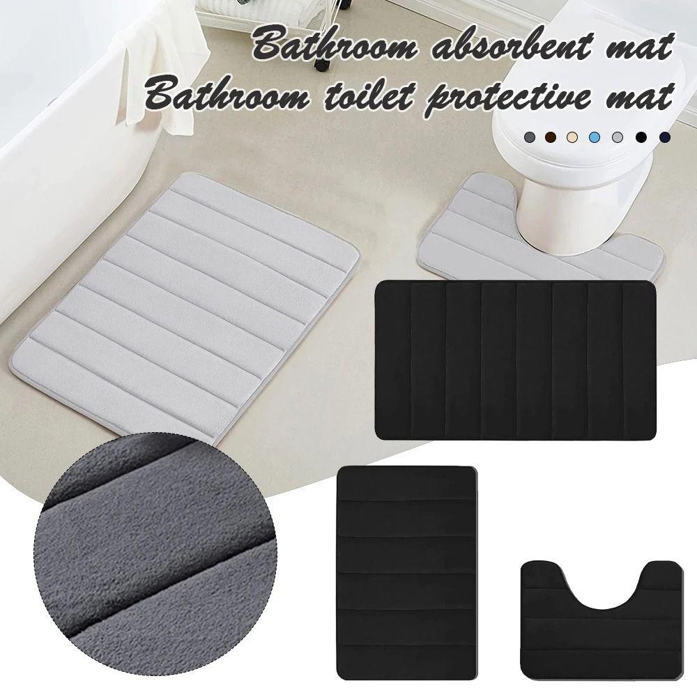 

3Pcs/Set Dry Fast Bathroom Floor Mat Water Absorption Soft Rugs Bath Mats Sets For Home Floor dark grey