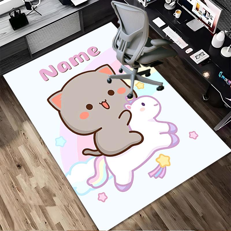 Custom Name Angel Cats Living Room Non-Slip Area Rug Soft Carpet for Bedroom Kids Playroom Sofa Office Home Decor Doormat