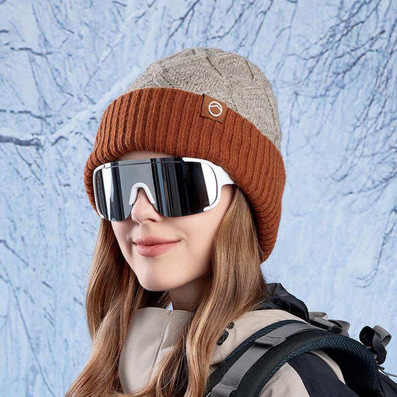 Winter Warm Hat Women's Big Head Hat Outdoor Coldproof Ear Protection Knitted Wool Hat
