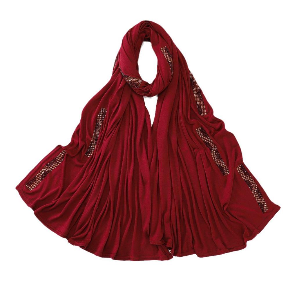 Mercerisierter Baumwollschal mit Goldakzent und elastischen Rautenstreifen