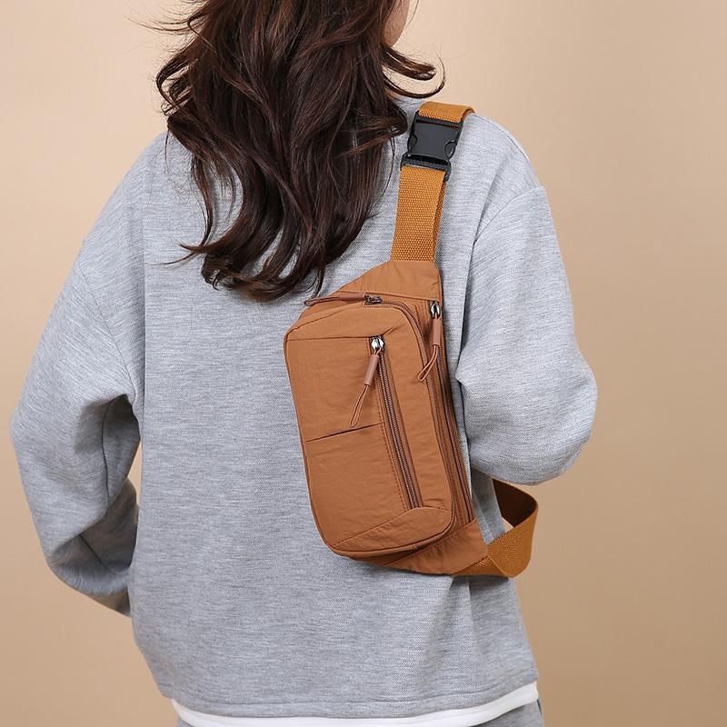 Women's Waterproof Nylon Convertible Waist Pack with Adjustable Strap Large Capacity Crossbody Chest Bag for Outdoor Activities