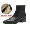 Krazing Pot Sheepskin Winter Round Toe Chelsea Boots Med Heels Zipper Carving Decoration Women Ankle Boots
